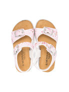 Sandali per bambina Monnalisa rosa con stampa con fiori all - over - Rubino Kids