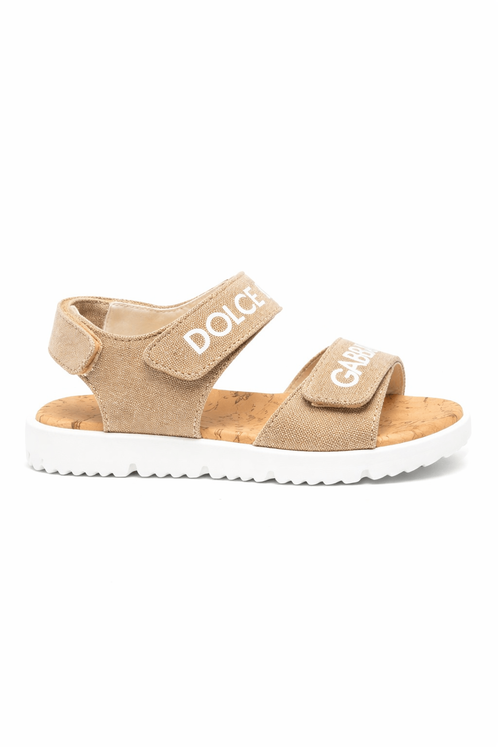 Sandali per bambini Dolce & Gabbana Kids beige con logo sul davanti - Rubino Kids