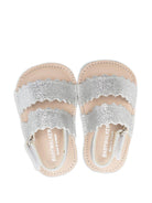 Sandali per neonata BabyWalker argentati con orlo a smerlo - Rubino Kids