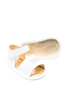 Sandali per neonata Elisabetta Franchi La Mia Bambina bianchi con logo sul davanti - Rubino Kids