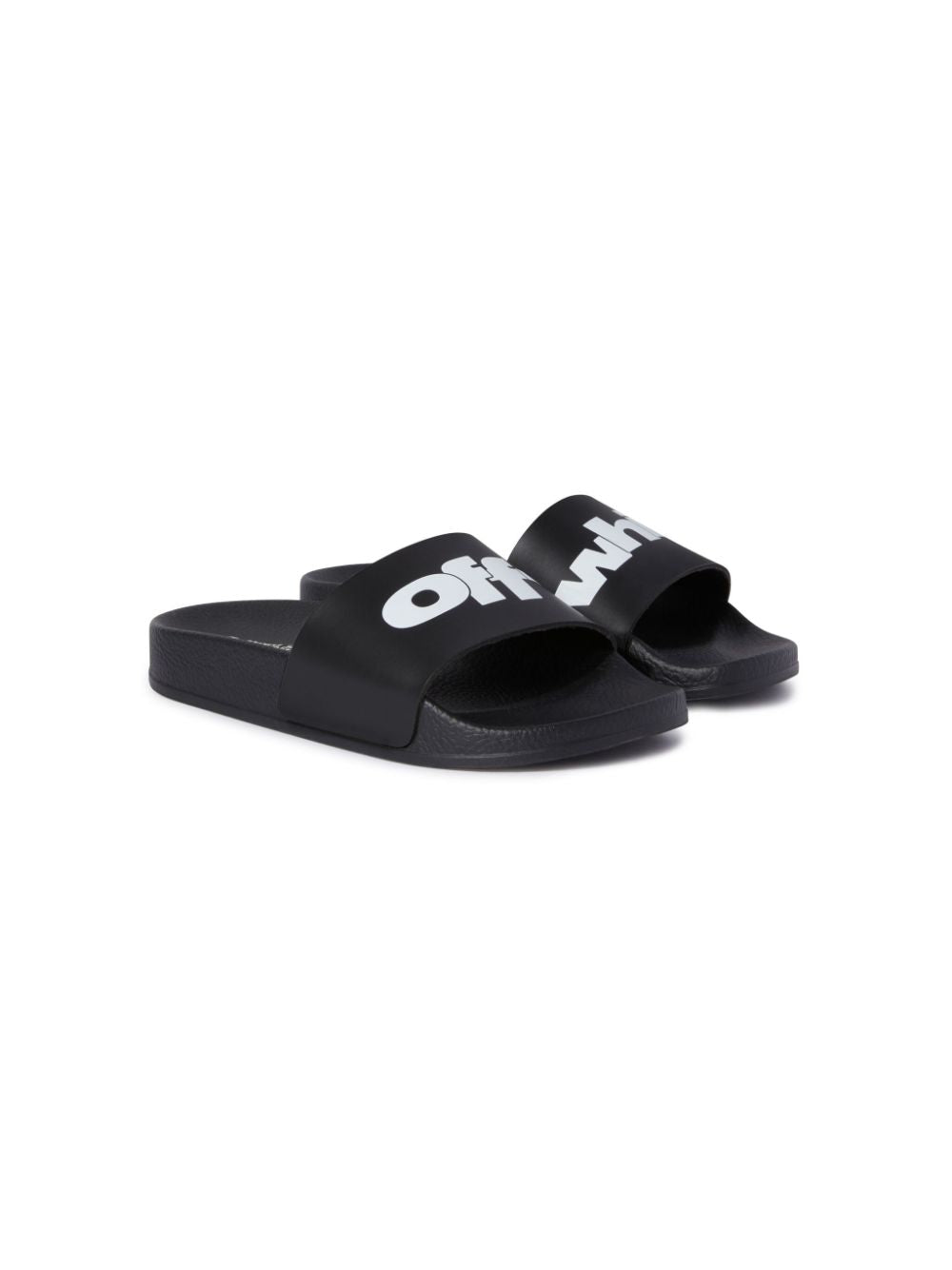 Sandali slides per bambino Off - White Kids Pool nero con stampa logo - Rubino Kids