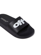 Sandali slides per bambino Off - White Kids Pool nero con stampa logo - Rubino Kids