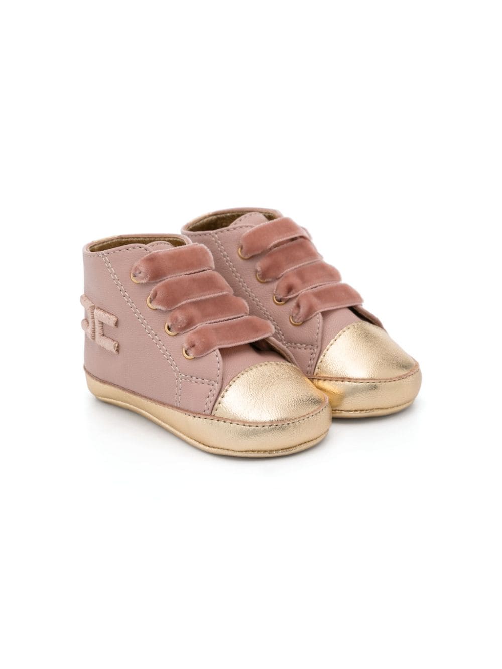 Scarpe con logo ricamato per neonata Elisabetta Franchi La Mia Bambina rosa con suola piatta - Rubino Kids