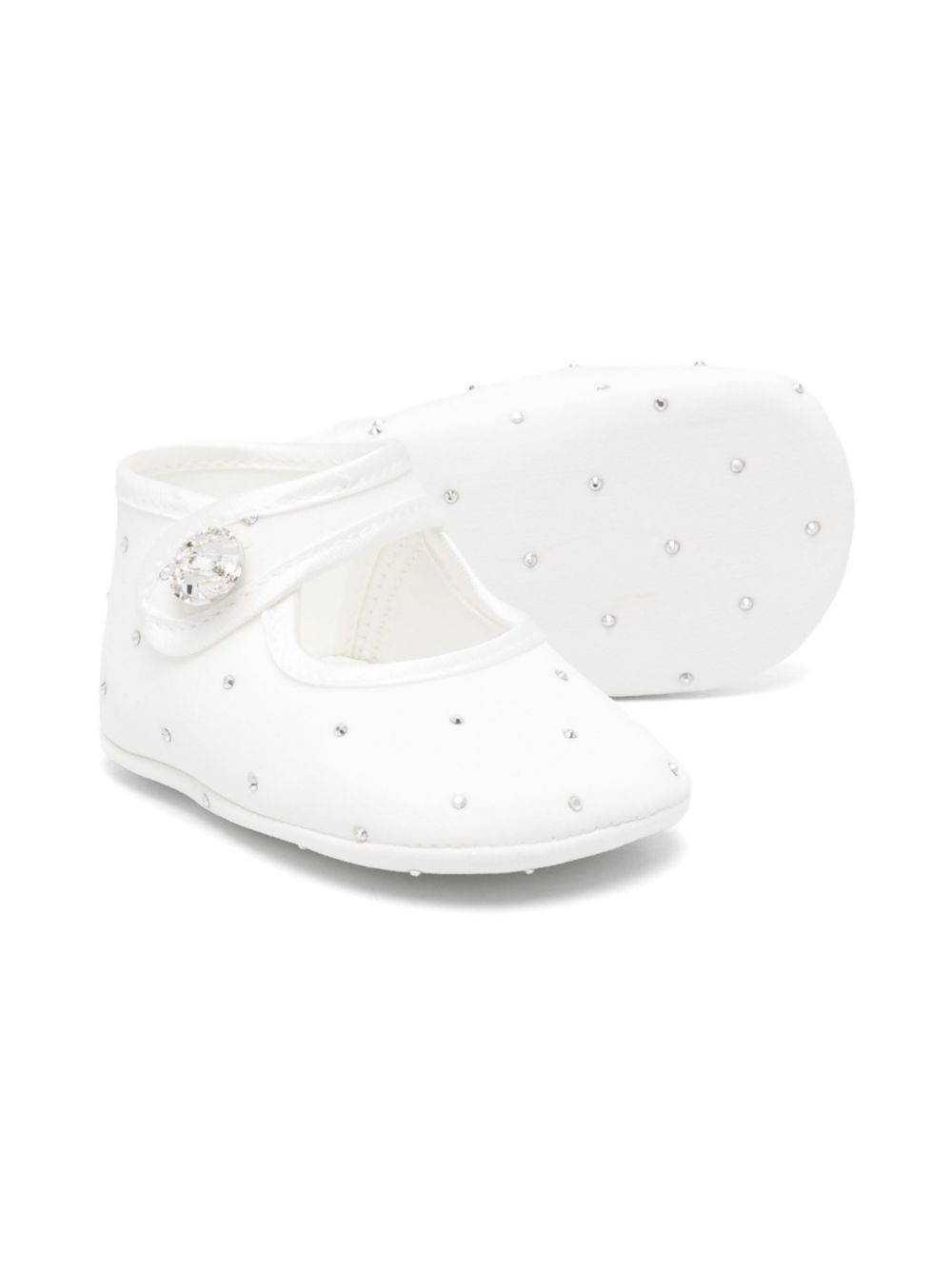 Scarpe primi passi per neonata Monnalisa bianco con decorazione strass - Rubino Kids