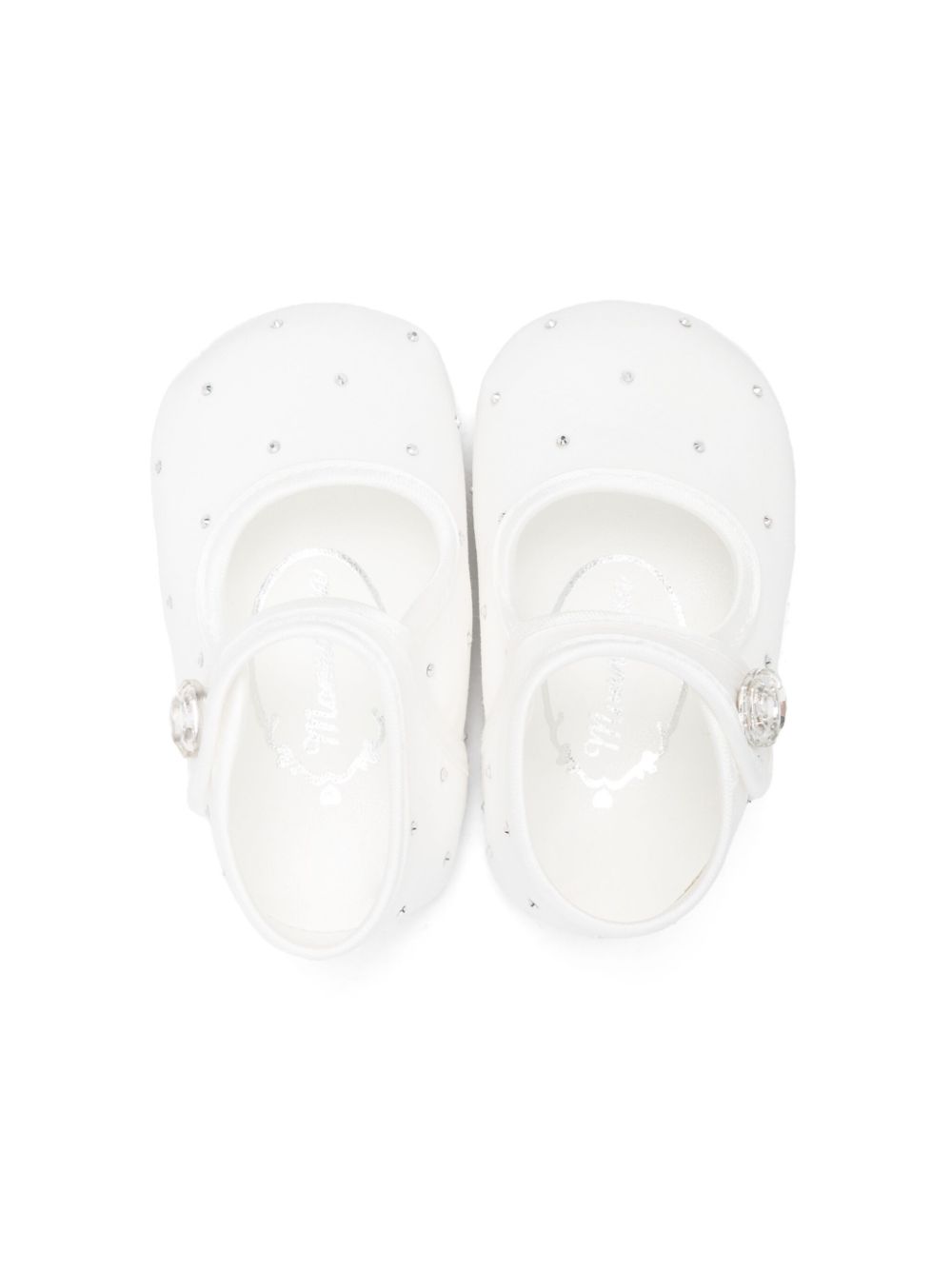 Scarpe primi passi per neonata Monnalisa bianco con decorazione strass - Rubino Kids