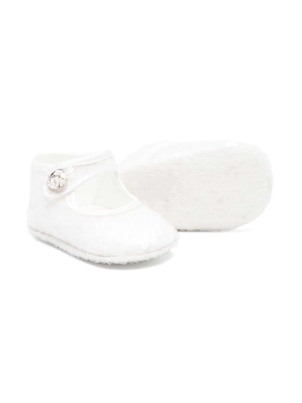 Scarpe primi passi per neonata Monnalisa bianco con paillettes - Rubino Kids