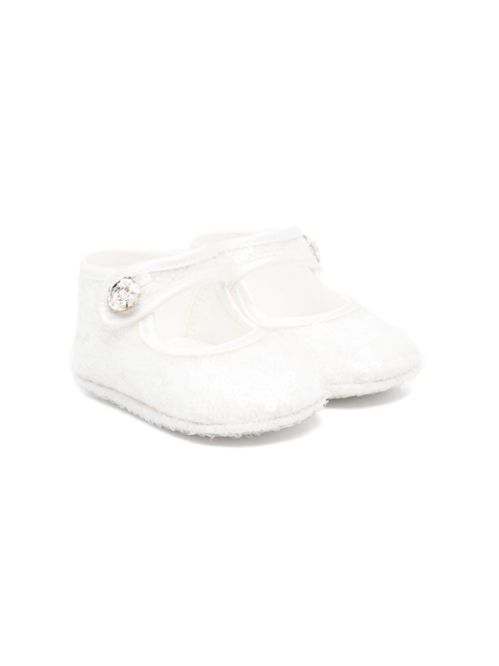 Scarpe primi passi per neonata Monnalisa bianco con paillettes - Rubino Kids