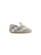 Scarpe primi passi per neonato Burberry Kids a quadri con inserti laterali elasticizzati - Rubino Kids