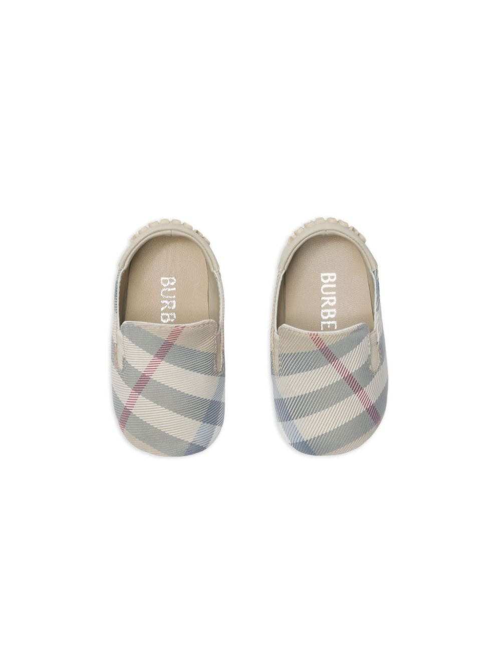 Scarpe primi passi per neonato Burberry Kids a quadri con inserti laterali elasticizzati - Rubino Kids