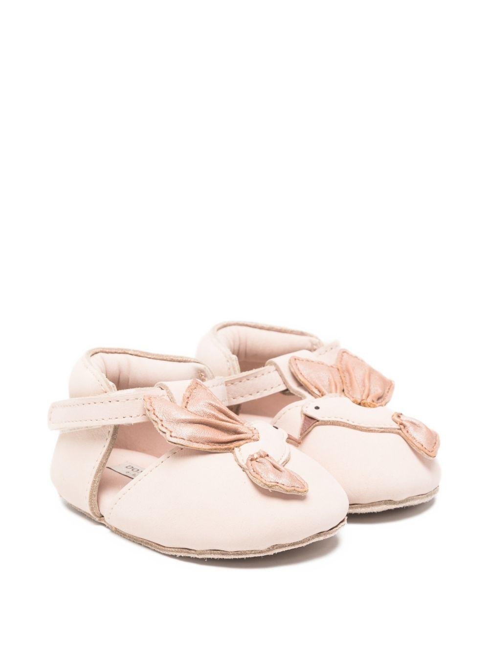 Scarpine primi passi per neonata Donsje rosa con applicazione uccellino - Rubino Kids