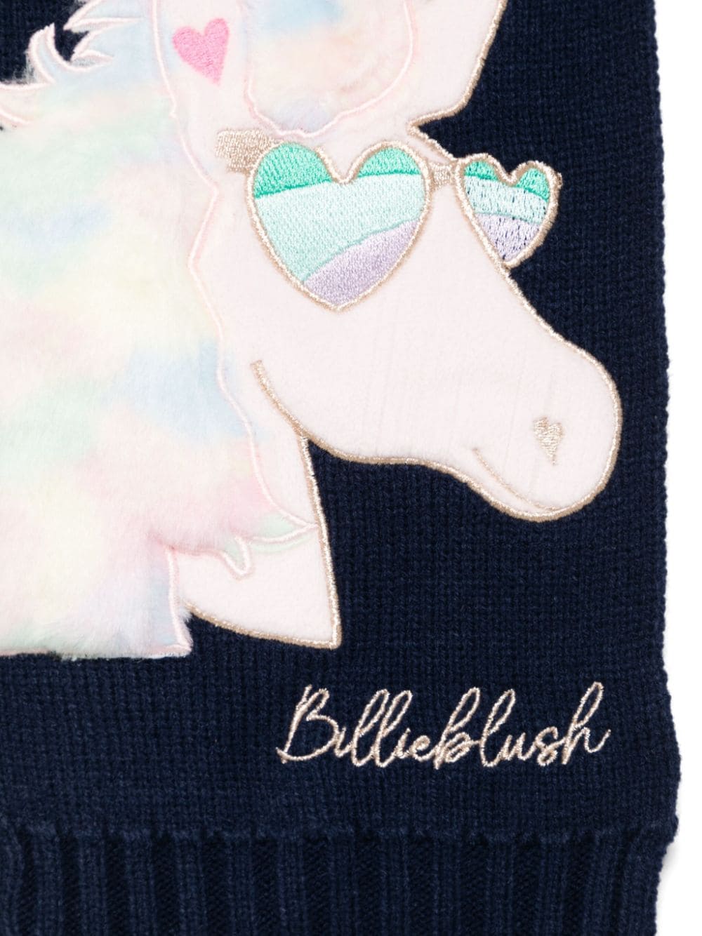 Sciarpa per bambina Billieblush blu con ricamo unicorno - Rubino Kids