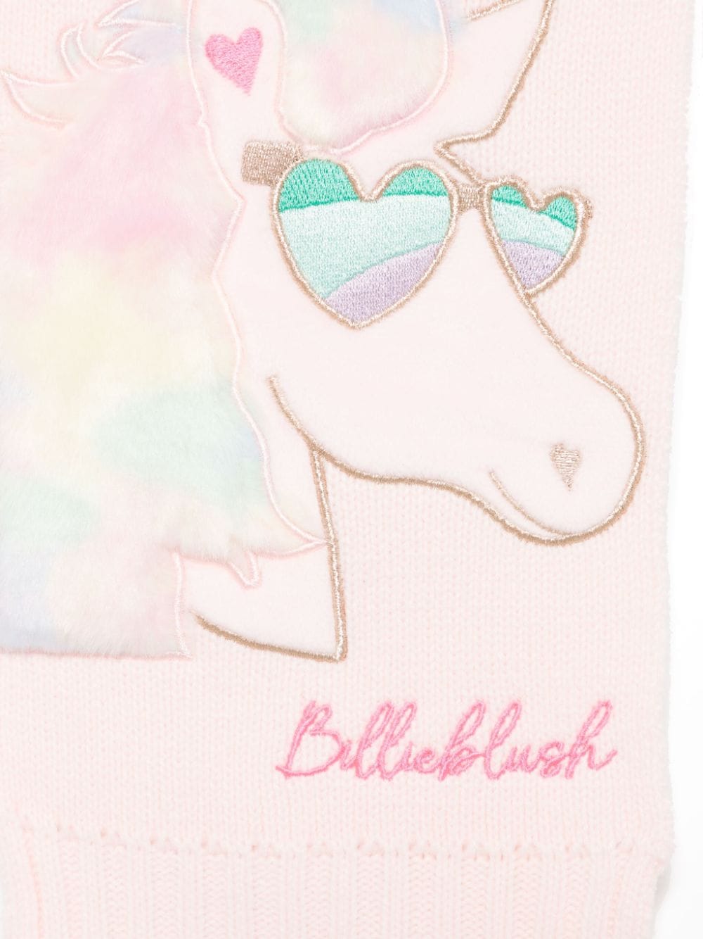 Sciarpa per bambina Billieblush rosa con ricamo unicorno - Rubino Kids