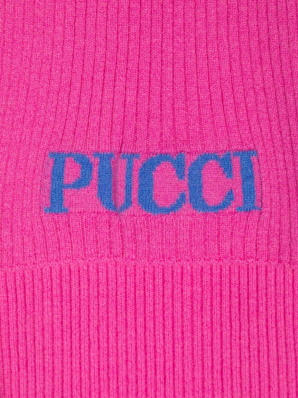 Sciarpa per bambina Emilio Pucci Junior fucsia con logo jacquard - Rubino Kids