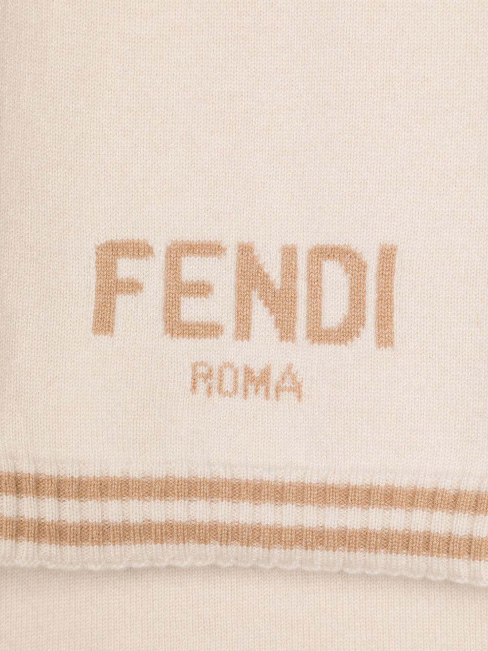 Sciarpa per bambina Fendi Kids beige con bordo a contrasto e logo - Rubino Kids