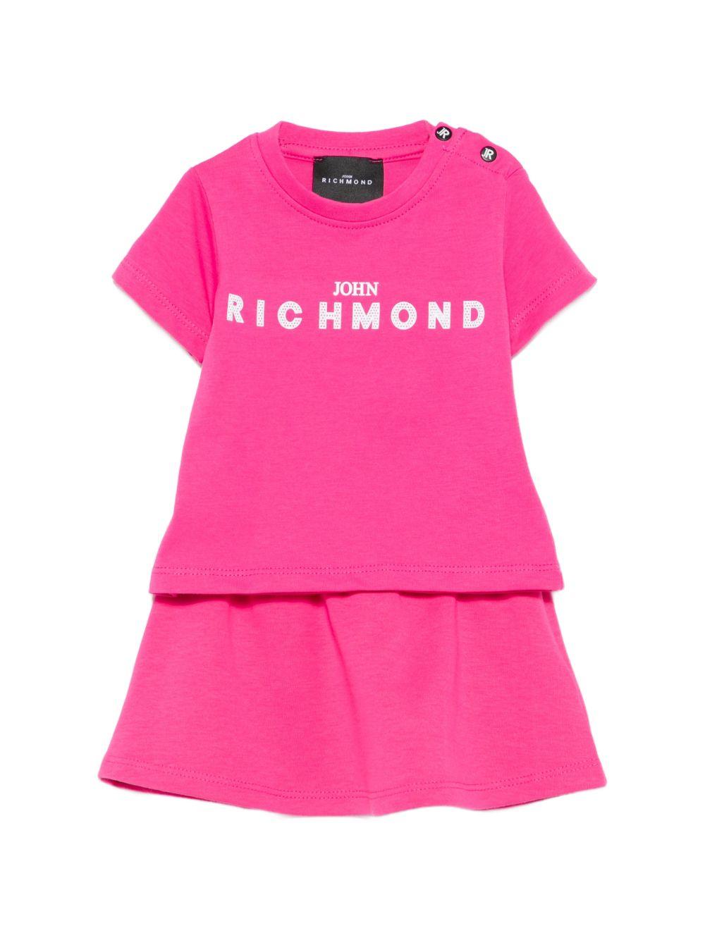 Set 2 pezzi per neonata John Richmond fucsia con dettaglio logo - Rubino Kids