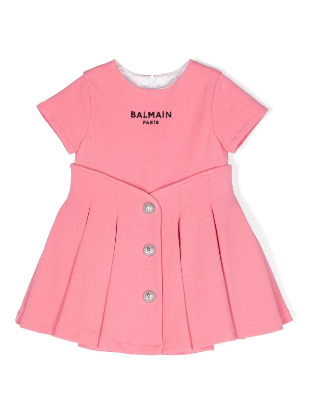 Set abito con ricamo per neonato Balmain Kids rosa con scollo rotondo - Rubino Kids