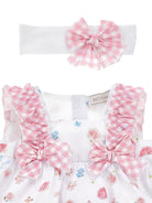 Set abito per neonata Monnalisa bianco a fiori con ruches - Rubino Kids