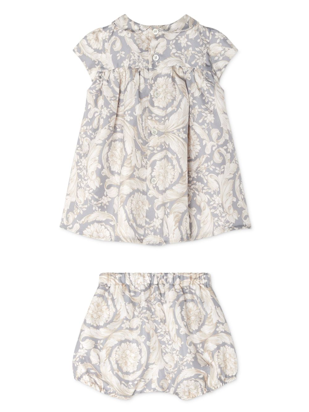 Set abito per neonata Versace Kids grigio con stampa Barocco - Rubino Kids