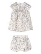 Set abito per neonata Versace Kids grigio con stampa Barocco - Rubino Kids