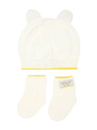 Set berretto con orecchie per neonato Gensami kids bianco con bordo a contrasto - Rubino Kids