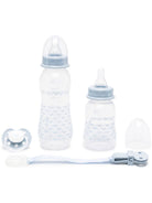 Set biberon e ciuccio con stampa per neonato Emporio Armani Kids azzurro con stampa logo all - over - Rubino Kids