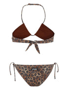 Set bikini per bambina MC2 Saint Barth Kids marrone con stampa leopardata - Rubino Kids