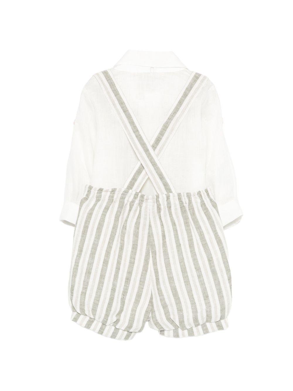 Set camicia con salopette per neonato Colorichiari bianco a righe (3 pezzi)<BR/><BR/> - Rubino Kids