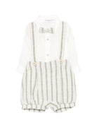 Set camicia con salopette per neonato Colorichiari bianco a righe (3 pezzi)<BR/><BR/> - Rubino Kids