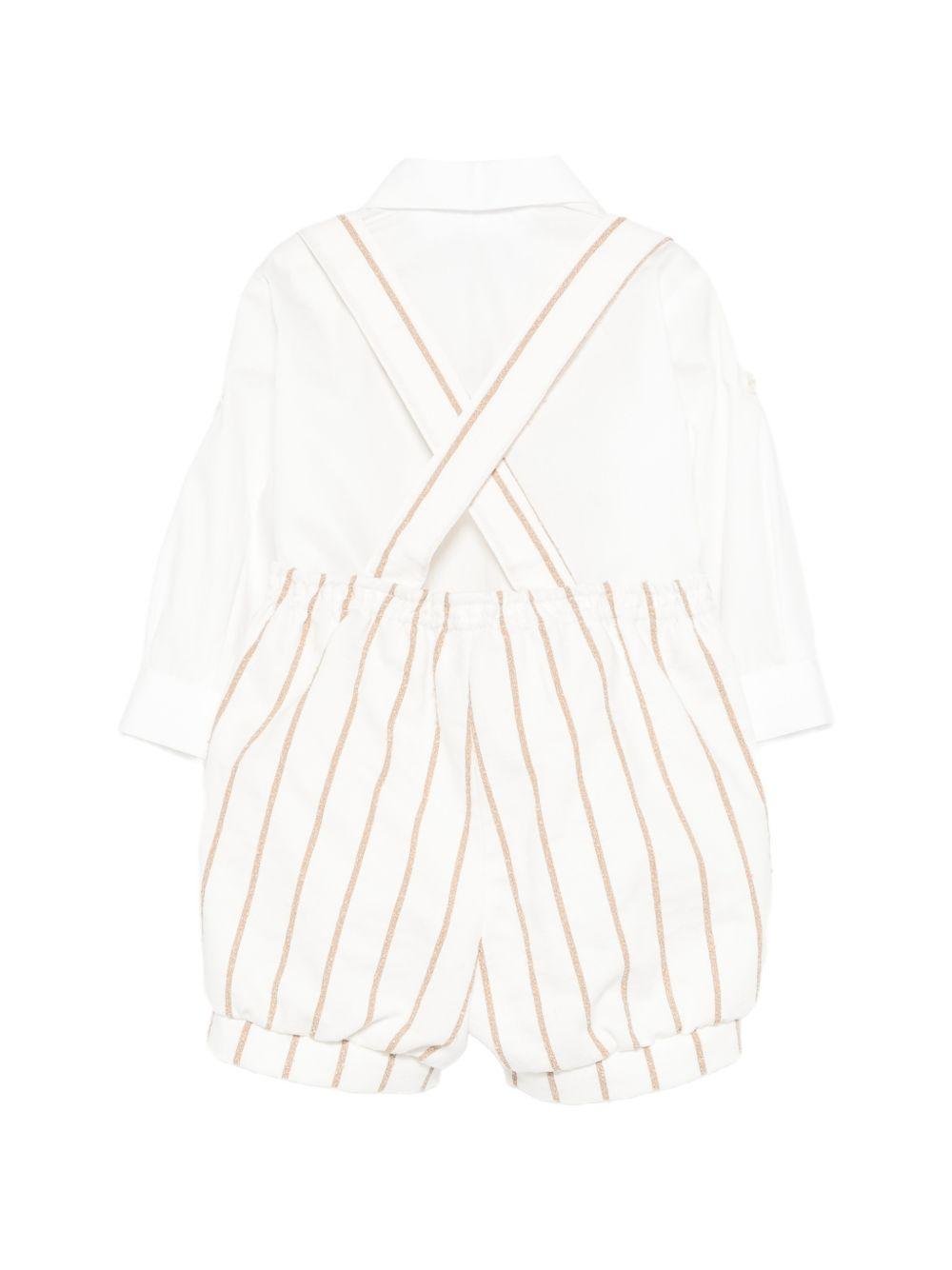 Set camicia e pantaloni per neonato Colorichiari bianco a righe (3 pezzi) - Rubino Kids