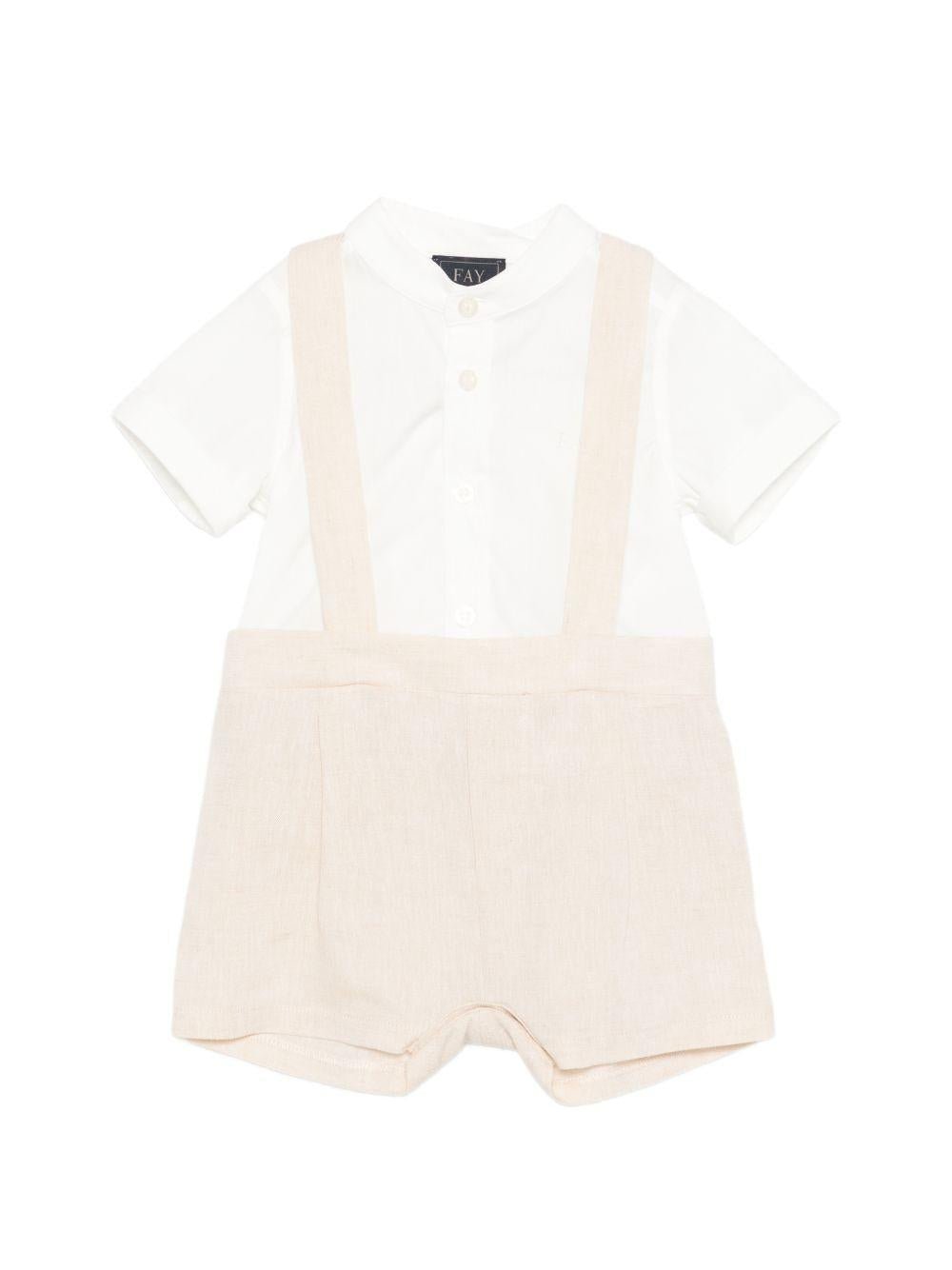 Set camicia e salopette per neonato Fay Kids multicolore con colletto tondo - Rubino Kids