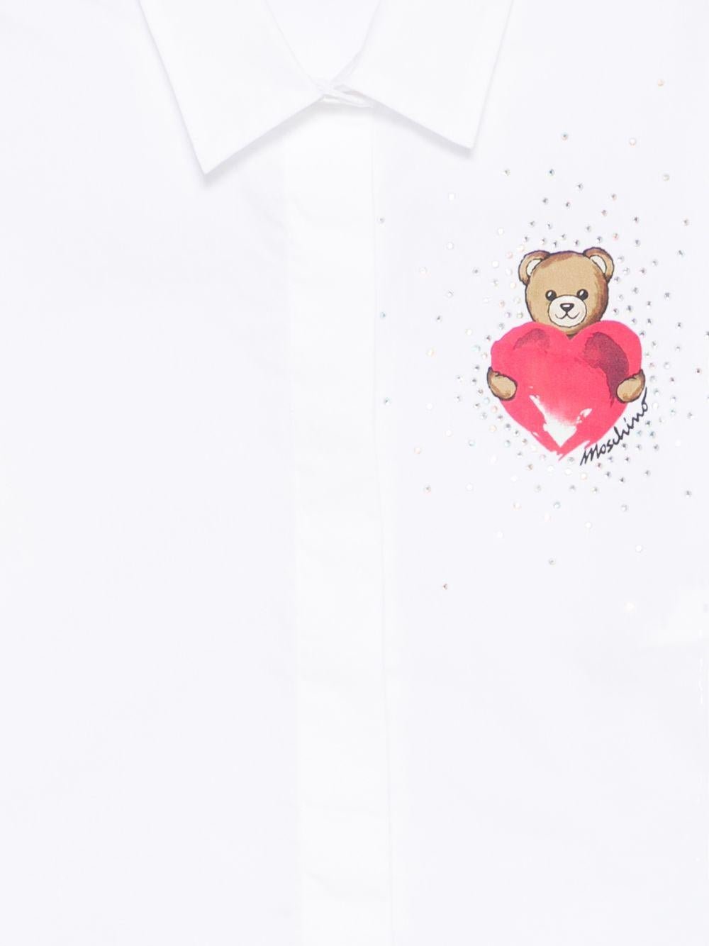 Set camicia e shorts per bambina Moschino Kids bianco con motivo Teddy Bear - Rubino Kids
