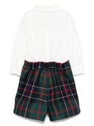 Set camicia e shorts per neonato Fendi Kids bianco a quadri - Rubino Kids