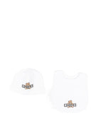 Set cappellino e bavaglino per neonati Moschino Kids bianco con logo sul davanti - Rubino Kids