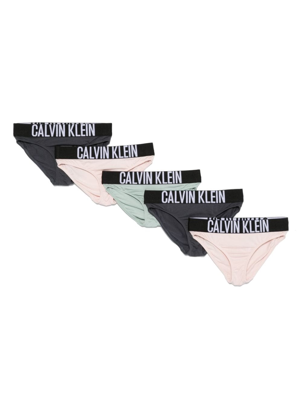 Set cinque slip per bambina Calvin Klein Kids multicolore con elastico con logo - Rubino Kids