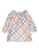 Set con abito a quadri per neonato Burberry Kids beige con colletto con increspature - Rubino Kids