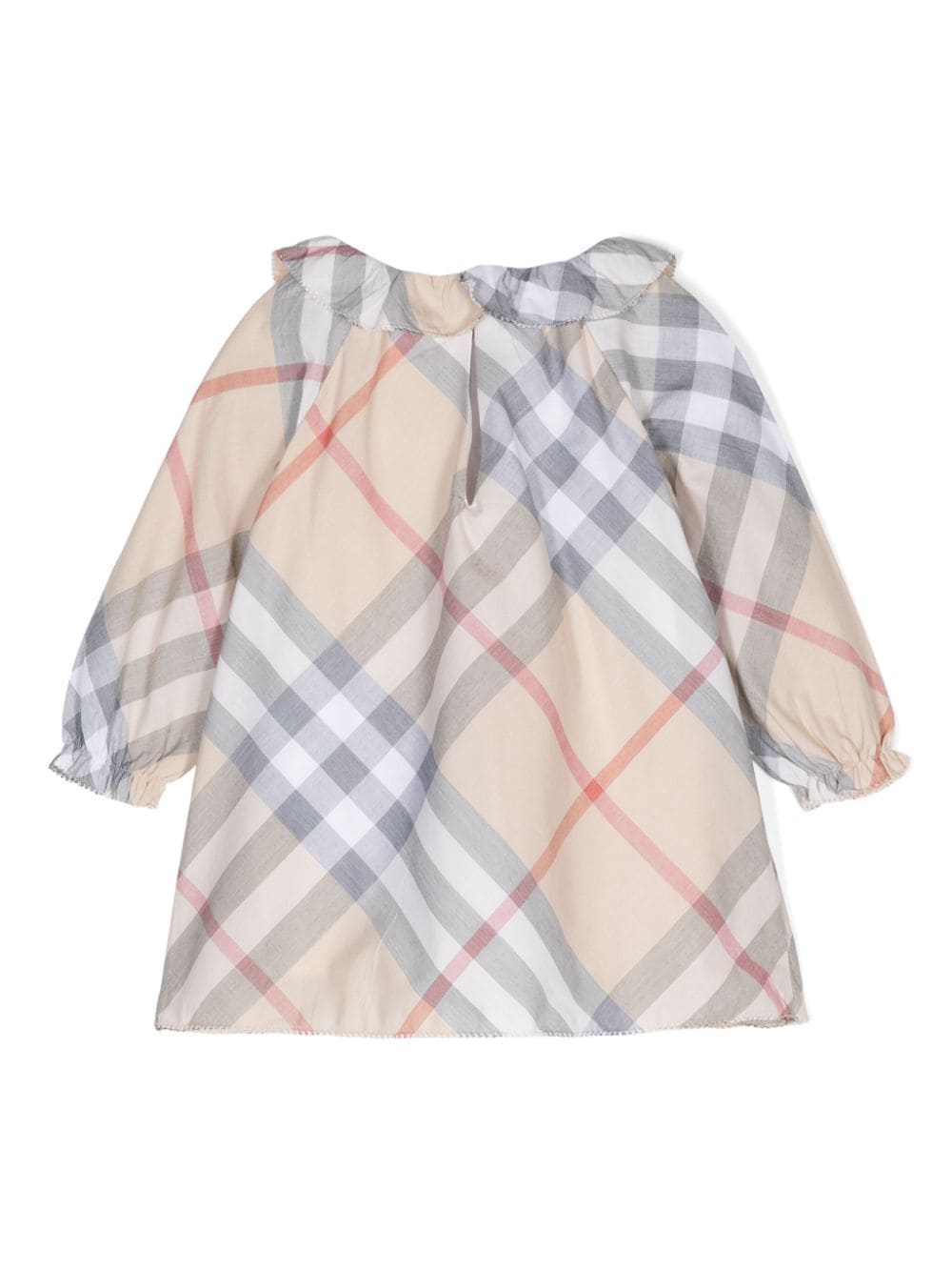 Set con abito a quadri per neonato Burberry Kids beige con colletto con increspature - Rubino Kids