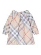 Set con abito a quadri per neonato Burberry Kids beige con colletto con increspature - Rubino Kids