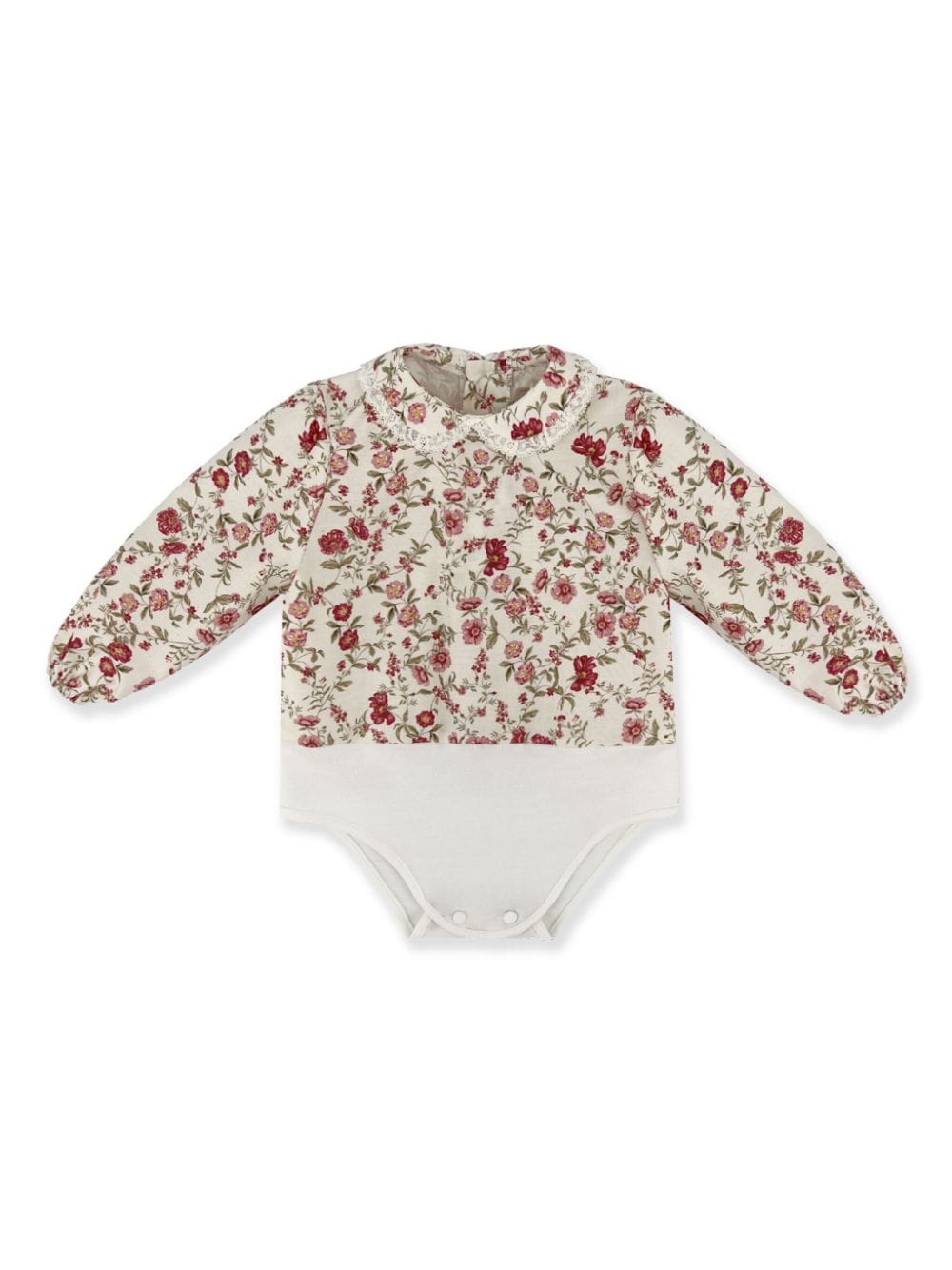 Set con fiocco e stampa a fiori per neonata La Stupenderia rosa con colletto in pizzo - Rubino Kids