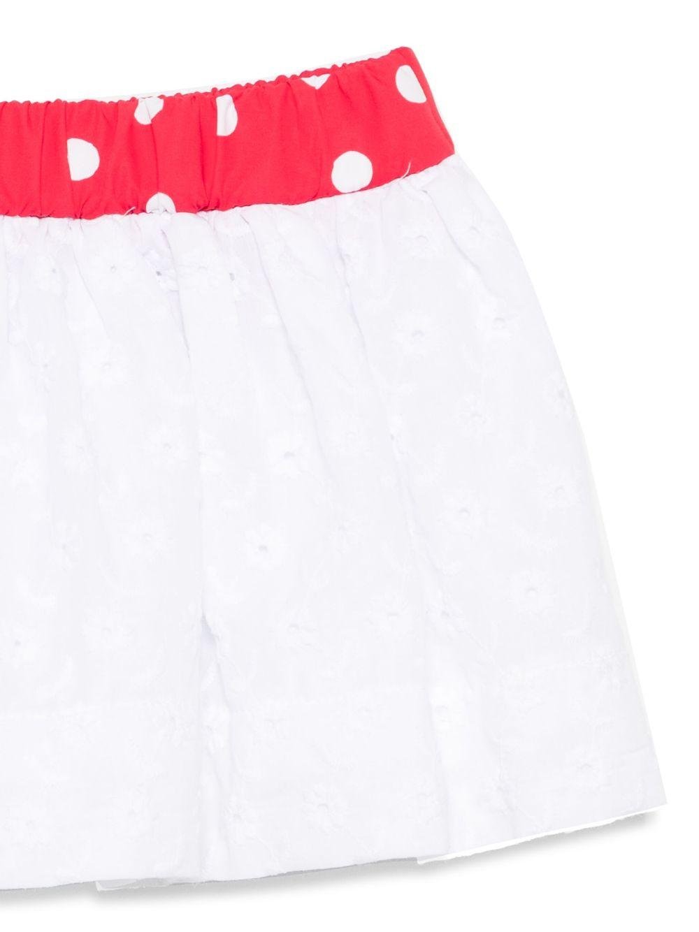 Set con gonna per neonata Monnalisa bianco e rosso in cotone - Rubino Kids