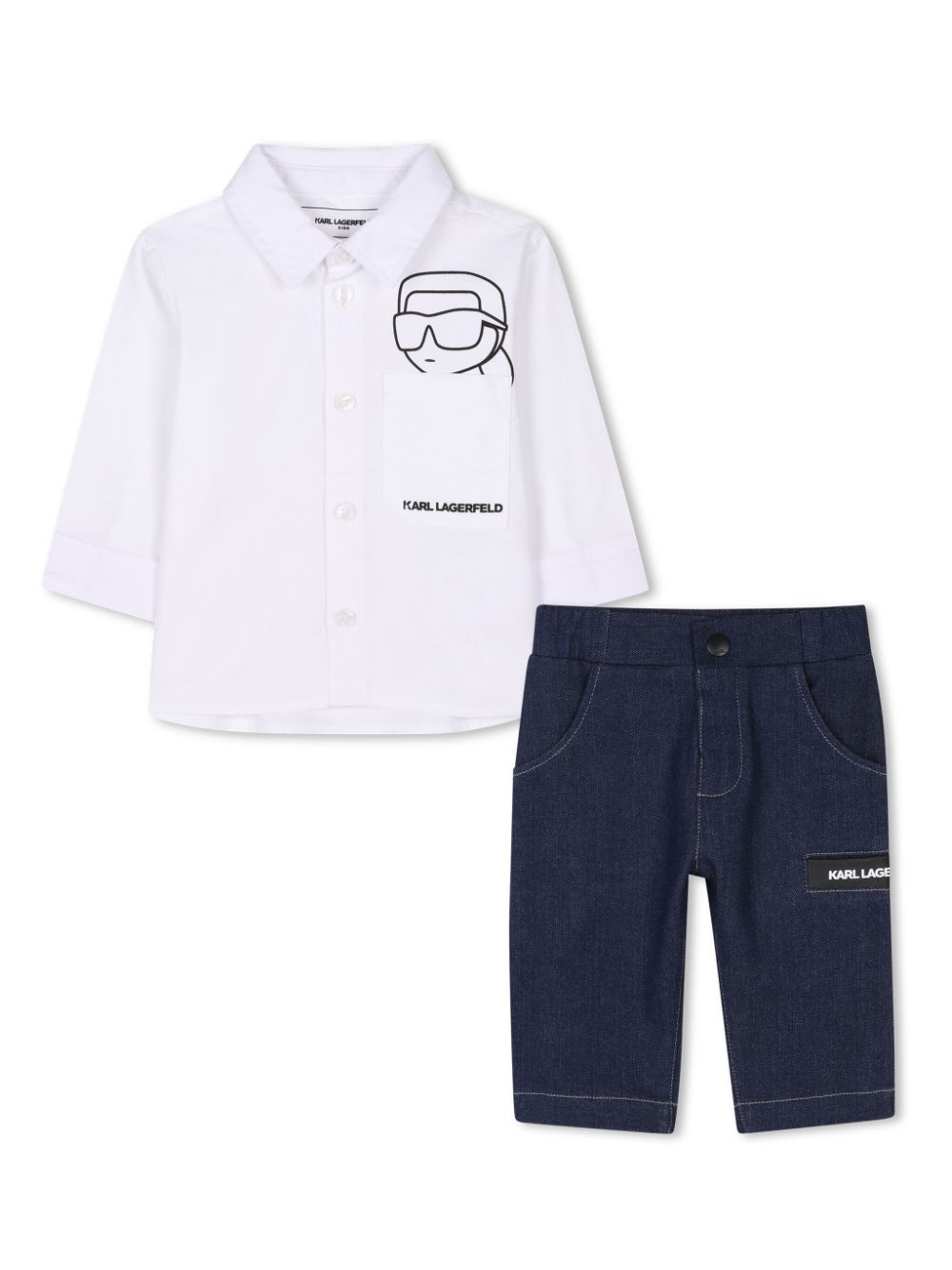 Set con pantaloni per neonato Karl Lagerfeld Kids bianco con motivo Ikonik Karl - Rubino Kids