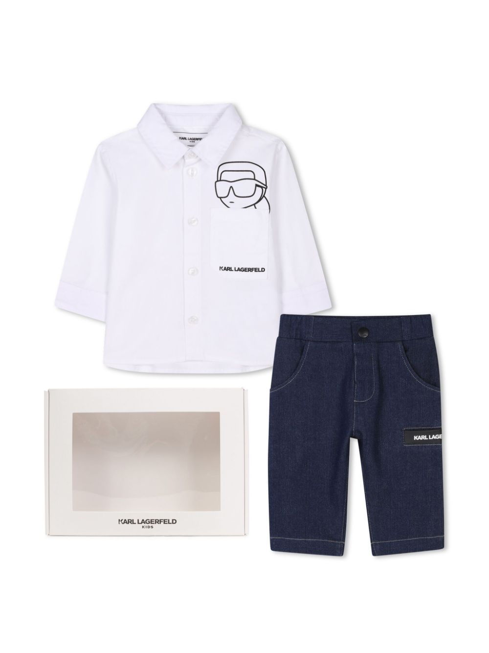 Set con pantaloni per neonato Karl Lagerfeld Kids bianco con motivo Ikonik Karl - Rubino Kids