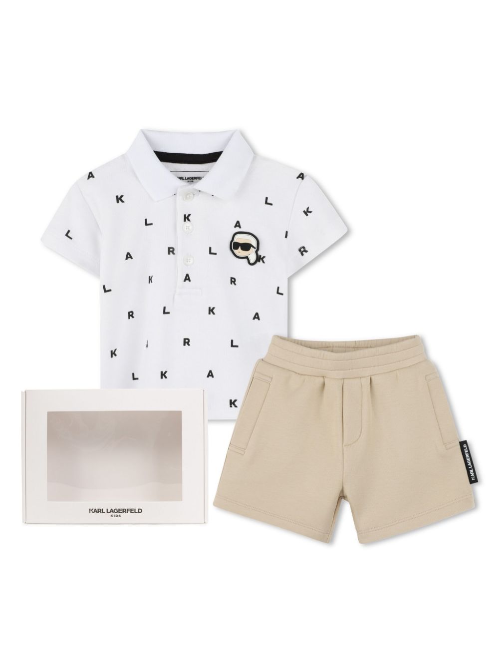 Set con shorts Ikonik Karl per neonato Karl Lagerfeld Kids bianco con due tasche laterale - Rubino Kids