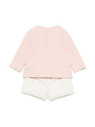 Set con shorts per neonata Il Gufo rosa con ricamo con logo frontale - Rubino Kids