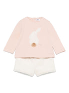 Set con shorts per neonata Il Gufo rosa con ricamo con logo frontale - Rubino Kids