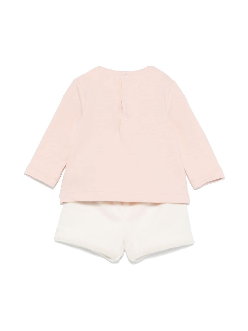 Set con shorts per neonata Il Gufo rosa con ricamo con logo frontale - Rubino Kids