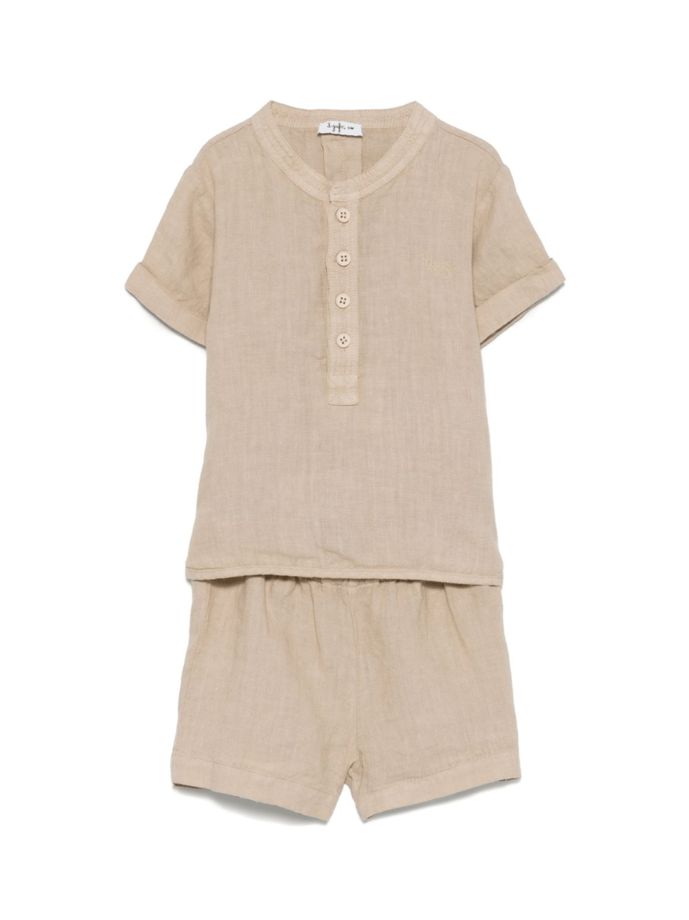 Set con shorts per neonato Il Gufo beige in lino - Rubino Kids