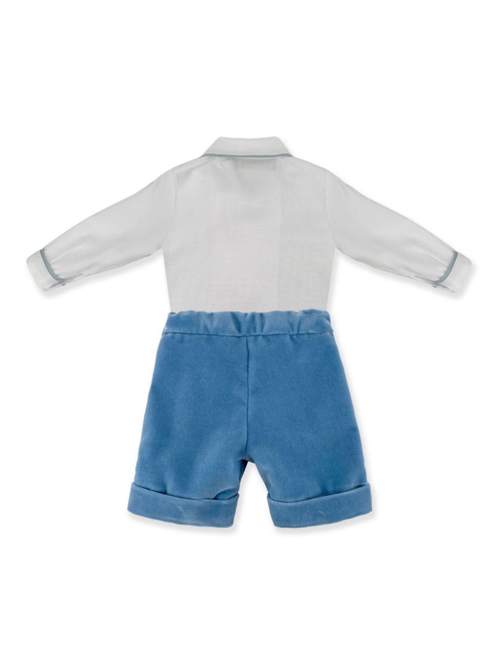 Set con shorts per neonato La Stupenderia bianco e blu effetto velluto - Rubino Kids