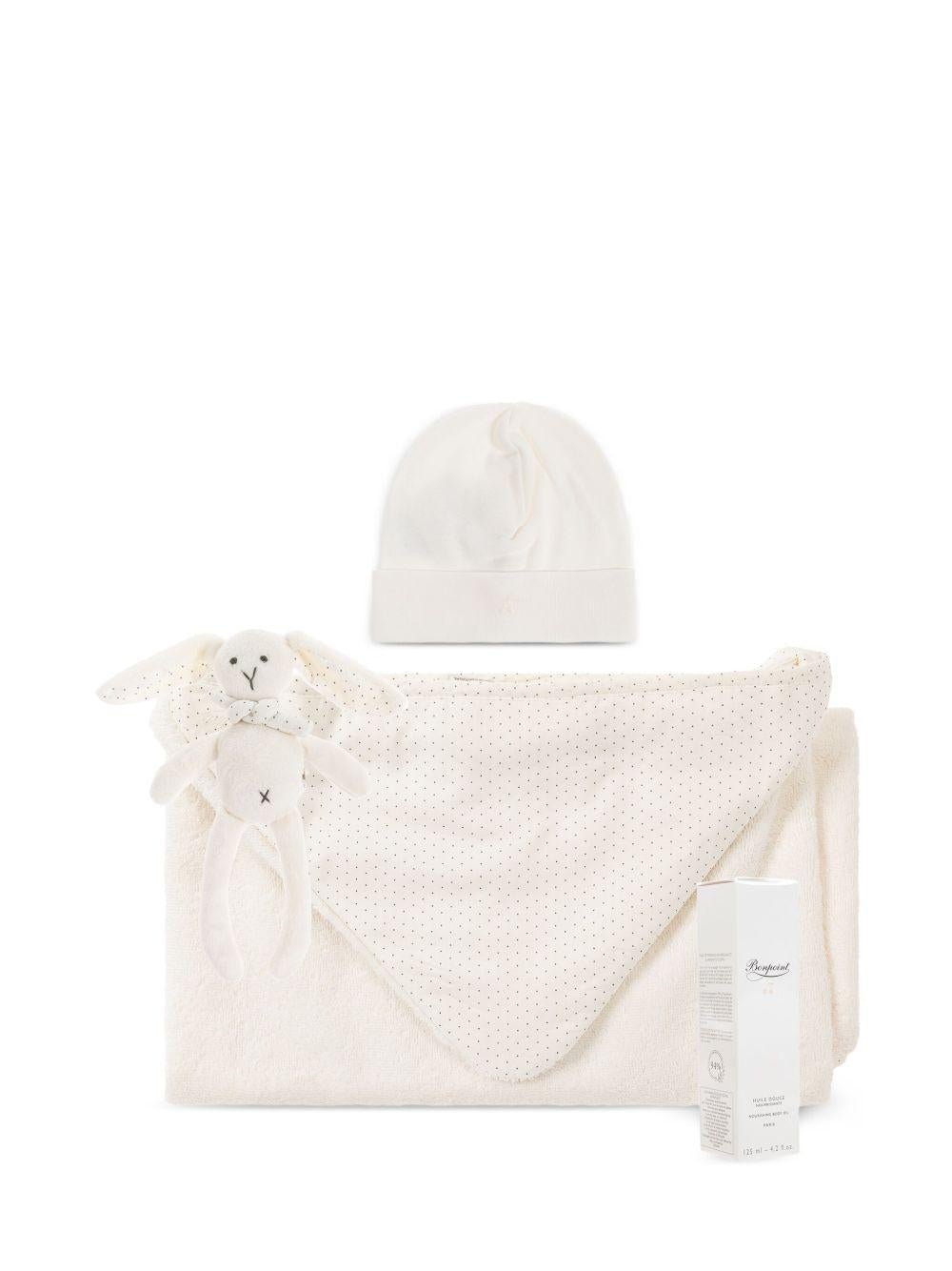Set da bagno per neonati Bonpoint bianco con coniglietto di peluche - Rubino Kids