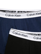 Set da due boxer per bambino Calvin Klein Kids blu e nero con elastico con logo - Rubino Kids