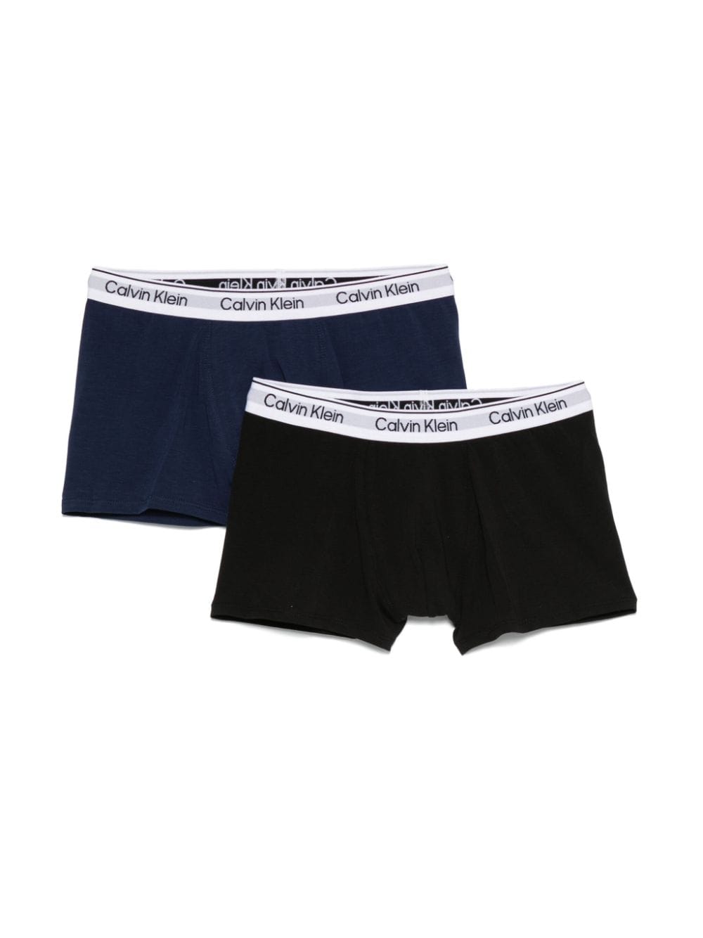 Set da due boxer per bambino Calvin Klein Kids blu e nero con elastico con logo - Rubino Kids